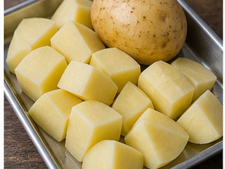 土豆AI 拟真教学图：真实食材照片：必须是 土豆 / 土豆 本身，最好体现按净重称量，烹饪前单独备好。；不能用成品菜、插画或普通替代品。