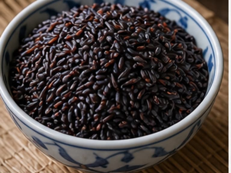 黑糯米AI 拟真教学图：真实食材照片：必须是 黑糯米 / black glutinous rice 本身，最好体现按净重称量，烹饪前单独备好。；不能用成品菜、插画或普通替代品。