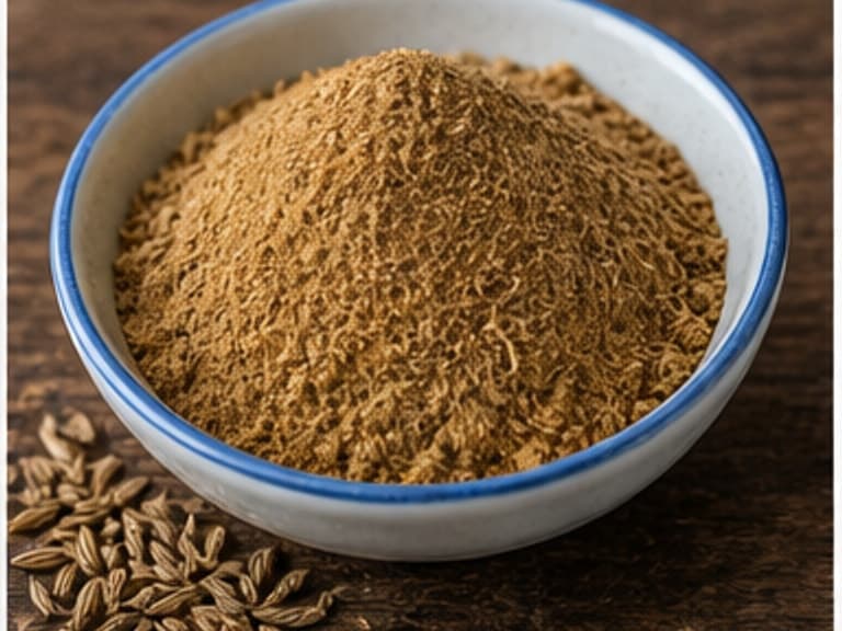 孜然粉AI 拟真教学图：真实食材照片：必须是 孜然粉 / cumin powder 本身，最好体现按净重称量，烹饪前单独备好。；不能用成品菜、插画或普通替代品。
