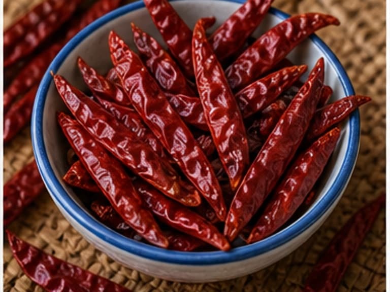 干辣椒AI 拟真教学图：真实食材照片：必须是 干辣椒 / dried chilies 本身，最好体现按净重称量，烹饪前单独备好。；不能用成品菜、插画或普通替代品。