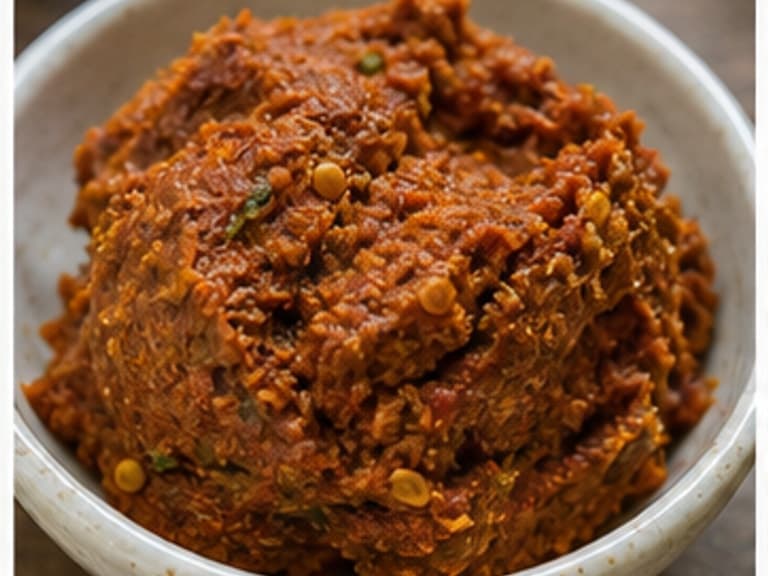 帕能咖喱酱AI 拟真教学图：真实食材照片：必须是 帕能咖喱酱 / panang curry paste 本身，最好体现按净重称量，烹饪前单独备好。；不能用成品菜、插画或普通替代品。