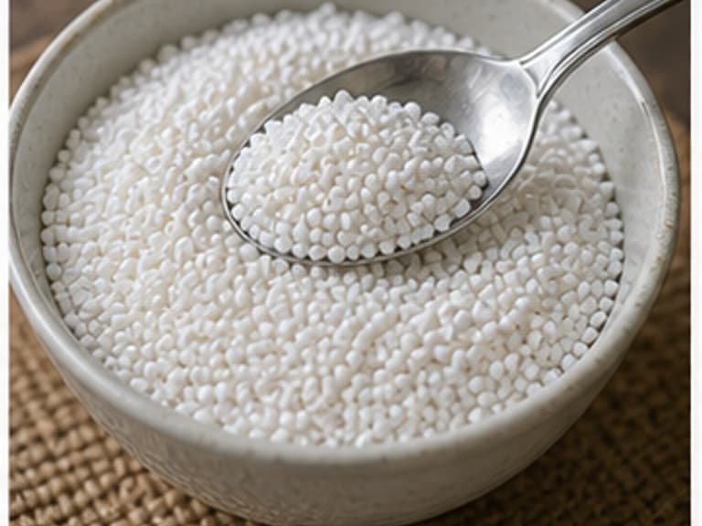 西谷米AI 拟真教学图：真实食材照片：必须是 西谷米 / sago pearls 本身，最好体现按净重称量，烹饪前单独备好。；不能用成品菜、插画或普通替代品。