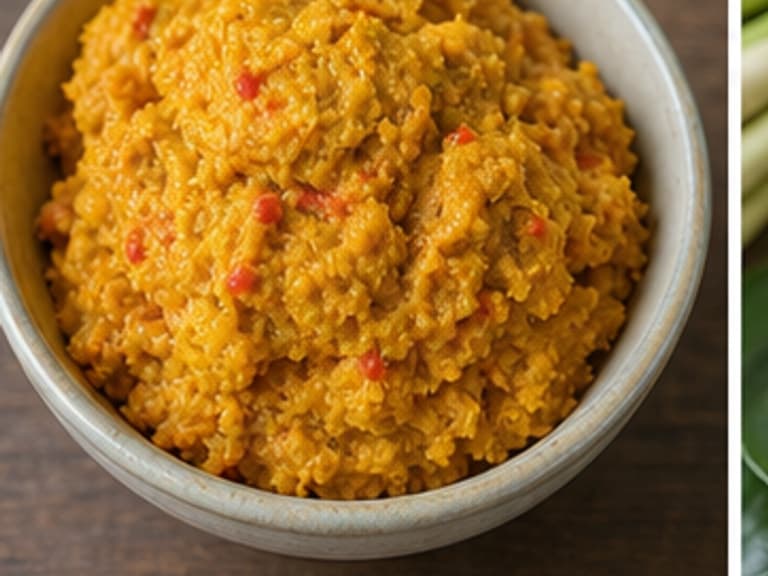 南部咖喱酱AI 拟真教学图：真实食材照片：必须是 南部咖喱酱 / southern curry paste 本身，最好体现按净重称量，烹饪前单独备好。；不能用成品菜、插画或普通替代品。
