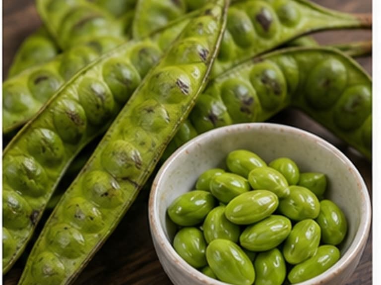臭豆AI 拟真教学图：真实食材照片：必须是 臭豆 / stink beans 本身，最好体现按净重称量，烹饪前单独备好。；不能用成品菜、插画或普通替代品。