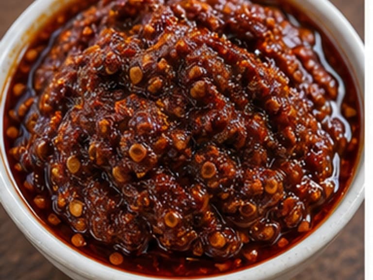 辣椒膏AI 拟真教学图：真实食材照片：必须是 辣椒膏 / Thai chili paste 本身，最好体现按净重称量，烹饪前单独备好。；不能用成品菜、插画或普通替代品。