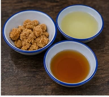 调味预混AI 拟真教学图：真实前期准备照片：必须表现“调味预混”，画面要能对应：鱼露、糖、罗望子或青柠汁不要一次全倒，先按 80% 备好，最后再微调。