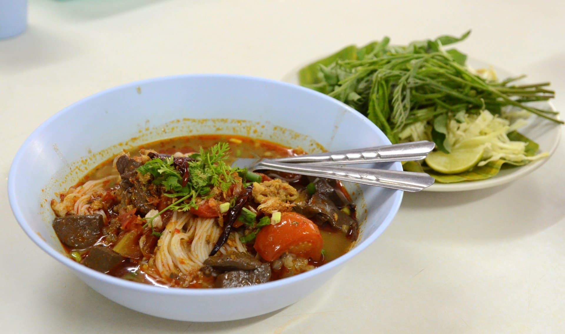 泰北番茄猪肉米线 Khanom Jeen Nam Ngiao 真实成品图