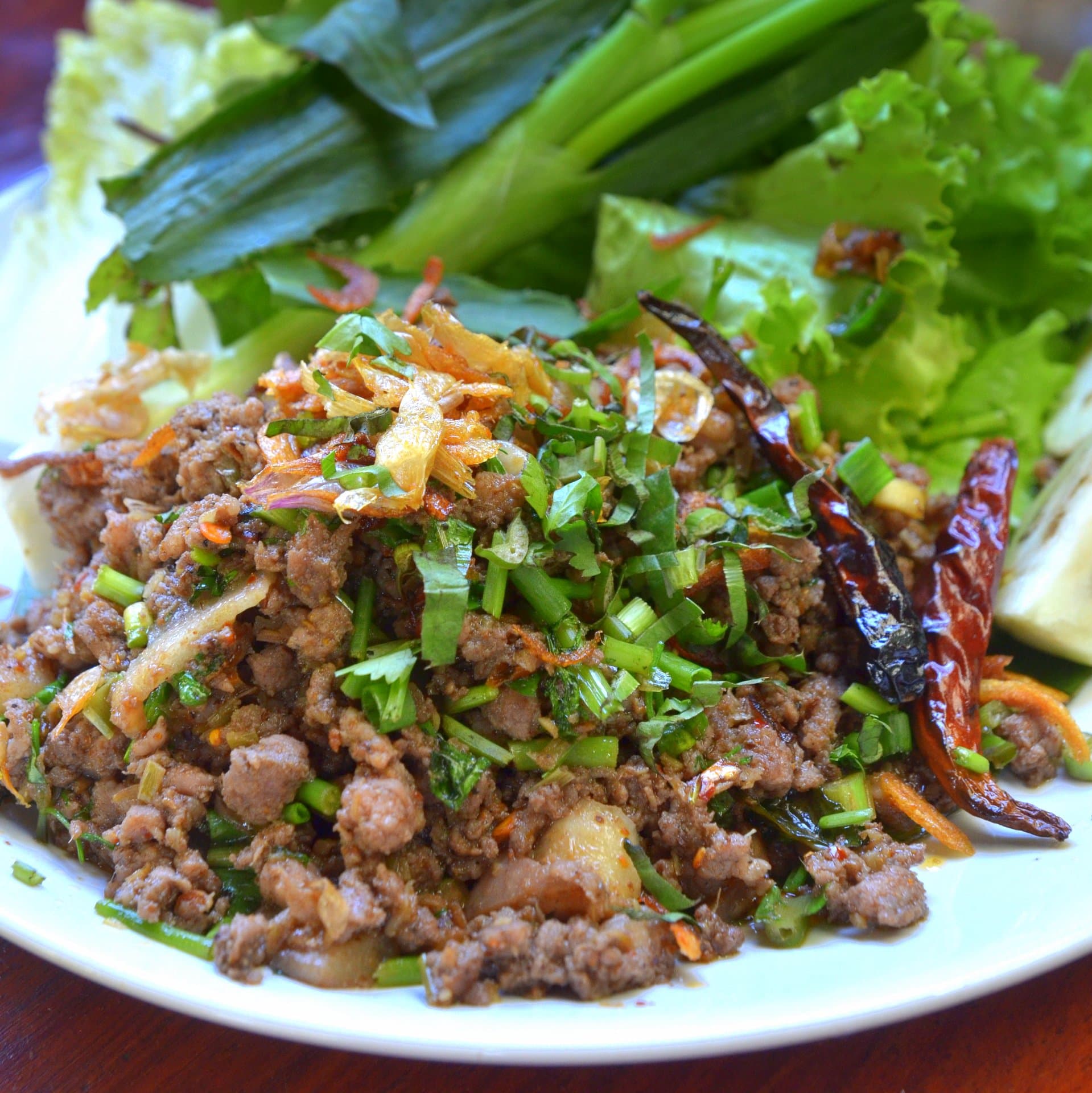 泰北炒香料肉碎 Larb Kua 真实成品图