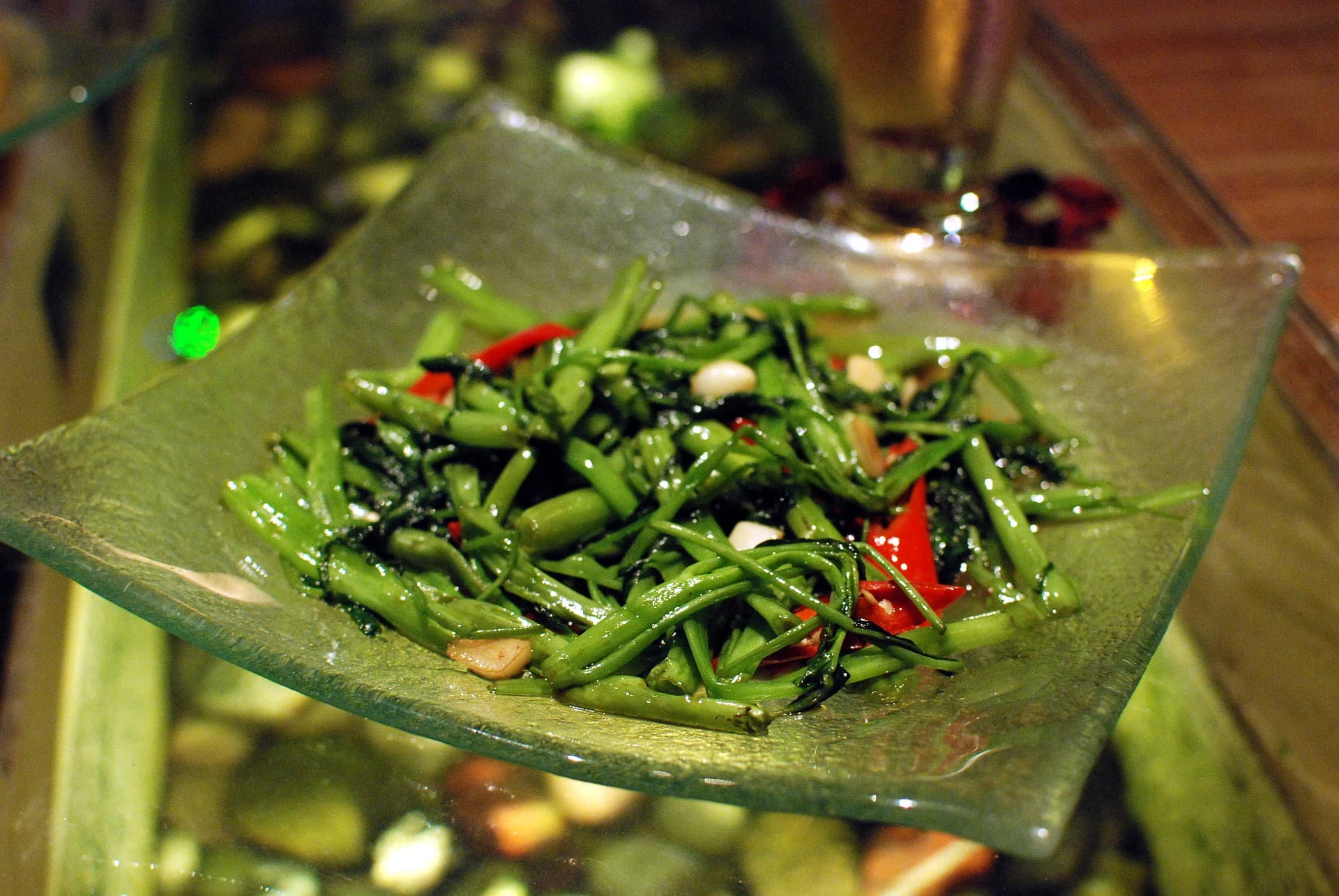 飞天炒空心菜 Pad Pak Boong Fai Daeng 真实成品图