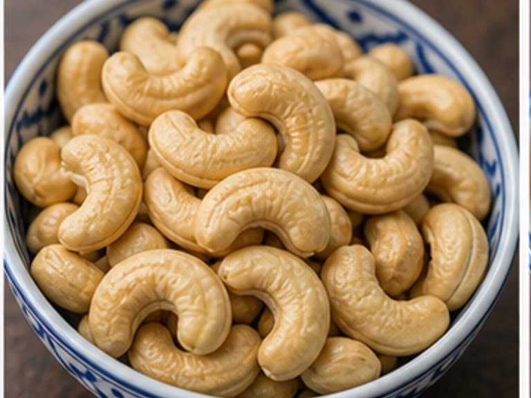 腰果AI 拟真教学图:真实食材照片:必须是 腰果 / 腰果 本身,最好体现按净重称量,烹饪前单独备好。;不能用成品菜、插画或普通替代品。