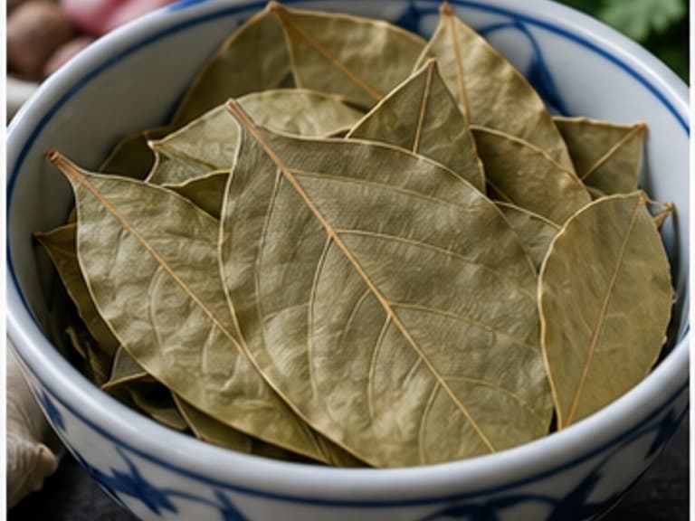 月桂叶AI 拟真教学图:真实食材照片:必须是 月桂叶 / bay leaves 本身,最好体现可选。;不能用成品菜、插画或普通替代品。