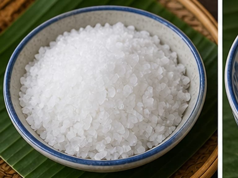 粗盐AI 拟真教学图:真实食材照片:必须是 粗盐 / coarse salt 本身,最好体现按净重称量,烹饪前单独备好。;不能用成品菜、插画或普通替代品。