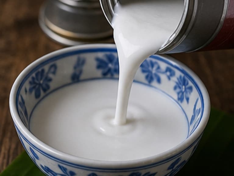 椰奶AI 拟真教学图:真实食材照片:必须是 椰奶 / coconut milk 本身,最好体现按净重称量,烹饪前单独备好。;不能用成品菜、插画或普通替代品。