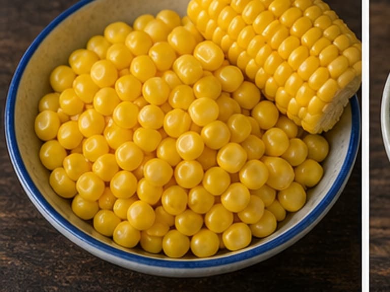玉米AI 拟真教学图:真实食材照片:必须是 玉米 / corn 本身,最好体现按净重称量,烹饪前单独备好。;不能用成品菜、插画或普通替代品。