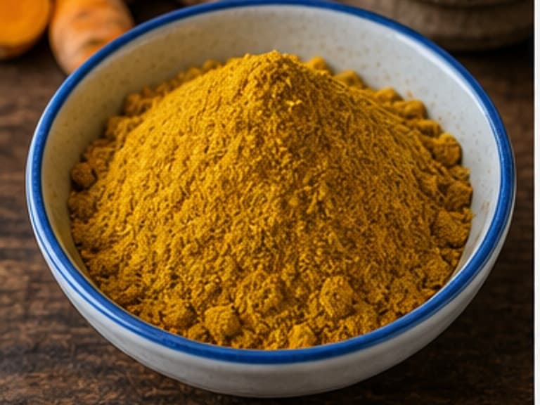 黄咖喱粉AI 拟真教学图:真实食材照片:必须是 黄咖喱粉 / curry powder 本身,最好体现按净重称量,烹饪前单独备好。;不能用成品菜、插画或普通替代品。