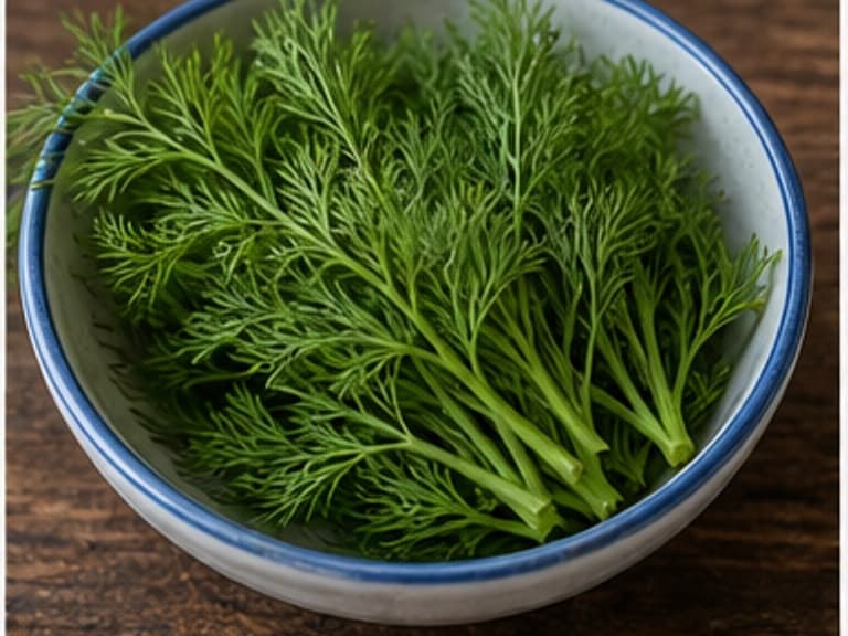 莳萝AI 拟真教学图:真实食材照片:必须是 莳萝 / dill 本身,最好体现按净重称量,烹饪前单独备好。;不能用成品菜、插画或普通替代品。