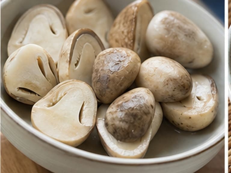 草菇或蘑菇AI 拟真教学图:真实食材照片:必须是 草菇或蘑菇 / mushrooms 本身,最好体现按净重称量,烹饪前单独备好。;不能用成品菜、插画或普通替代品。