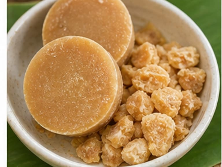 棕榈糖AI 拟真教学图:真实食材照片:必须是 棕榈糖 / palm sugar 本身,最好体现按净重称量,烹饪前单独备好。;不能用成品菜、插画或普通替代品。