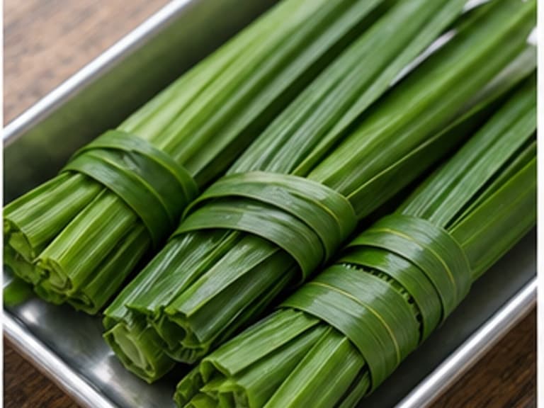 斑斓叶AI 拟真教学图:真实食材照片:必须是 斑斓叶 / pandan leaves 本身,最好体现可选。;不能用成品菜、插画或普通替代品。