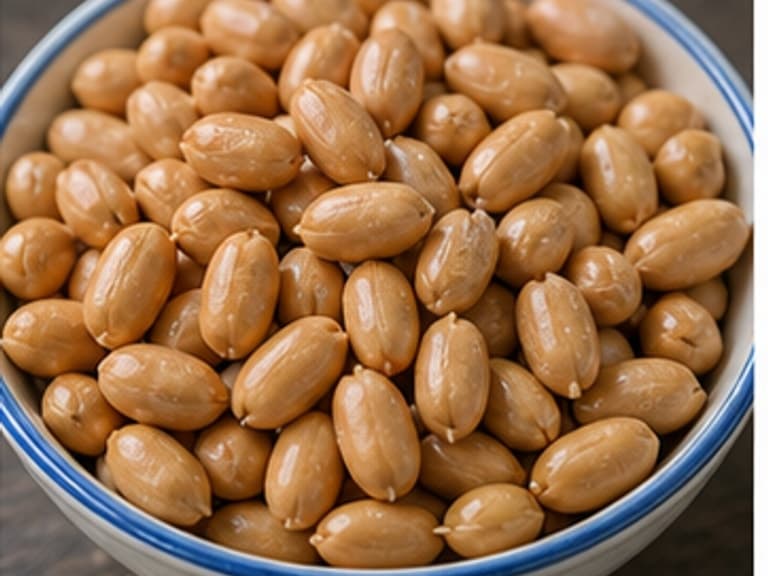 熟花生AI 拟真教学图:真实食材照片:必须是 熟花生 / roasted peanuts 本身,最好体现按净重称量,烹饪前单独备好。;不能用成品菜、插画或普通替代品。
