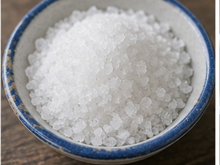 盐AI 拟真教学图:真实食材照片:必须是 盐 / salt 本身,最好体现按净重称量,烹饪前单独备好。;不能用成品菜、插画或普通替代品。