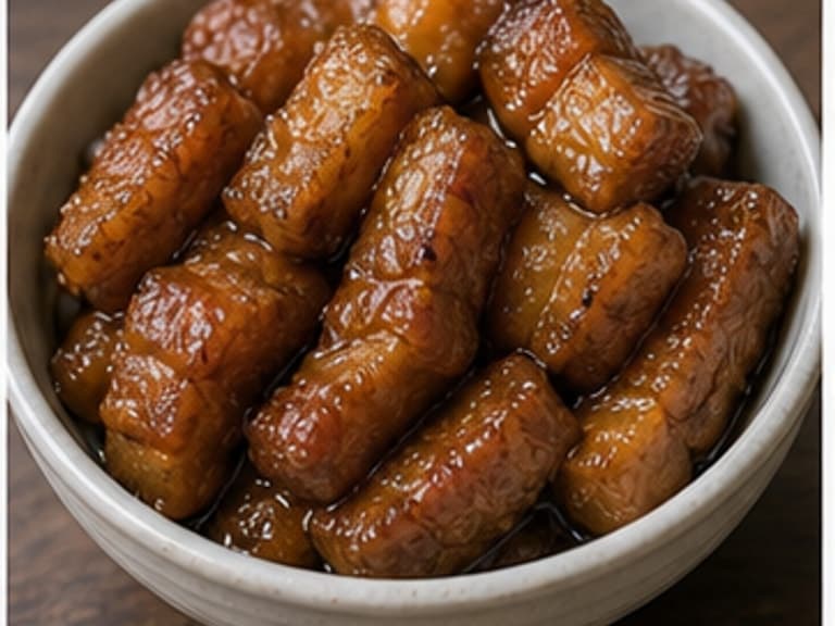 甜猪肉AI 拟真教学图:真实食材照片:必须是 甜猪肉 / sweet pork 本身,最好体现按净重称量,烹饪前单独备好。;不能用成品菜、插画或普通替代品。
