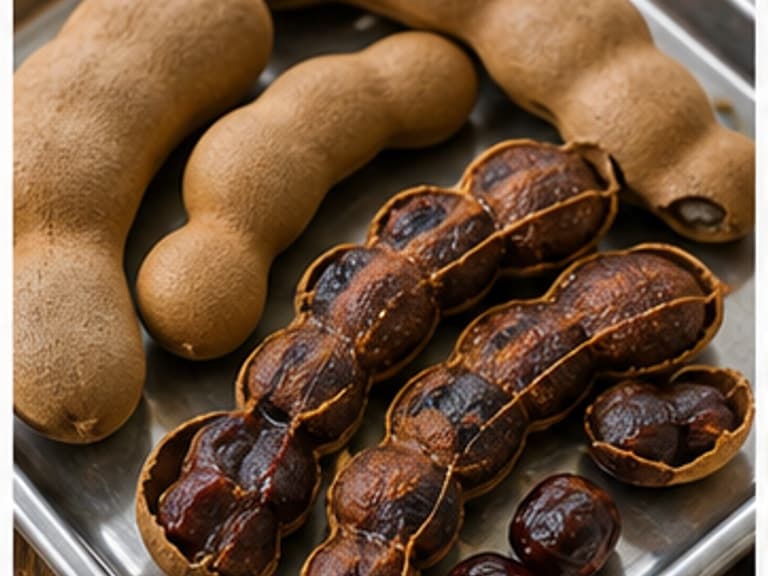 罗望子AI 拟真教学图:真实食材百科照片:必须是 罗望子 / Tamarind,不可用普通替代品或抽象插画。