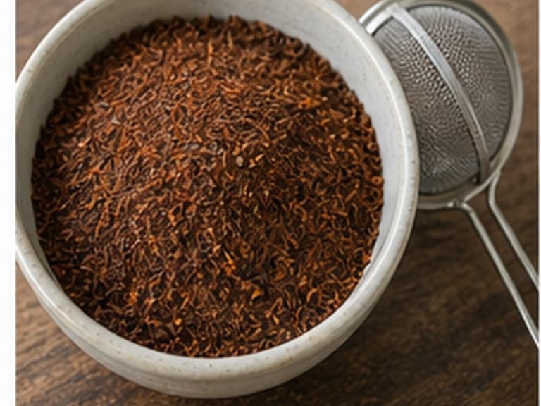 泰式红茶AI 拟真教学图:真实食材照片:必须是 泰式红茶 / Thai tea leaves 本身,最好体现按净重称量,烹饪前单独备好。;不能用成品菜、插画或普通替代品。
