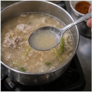 最后校味AI 拟真教学图:真实烹饪过程照片:必须表现“最后校味”。画面应对应动作:根据辣度 1/5 调整酸、咸、甜、辣。;加入材料:无新增材料;视觉标准:味道有层次,没有单项突出。
